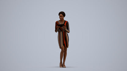 realistic 3D people woman casual walking, render-ready for V-Ray and Corona, FBX OBJ, standing pose render