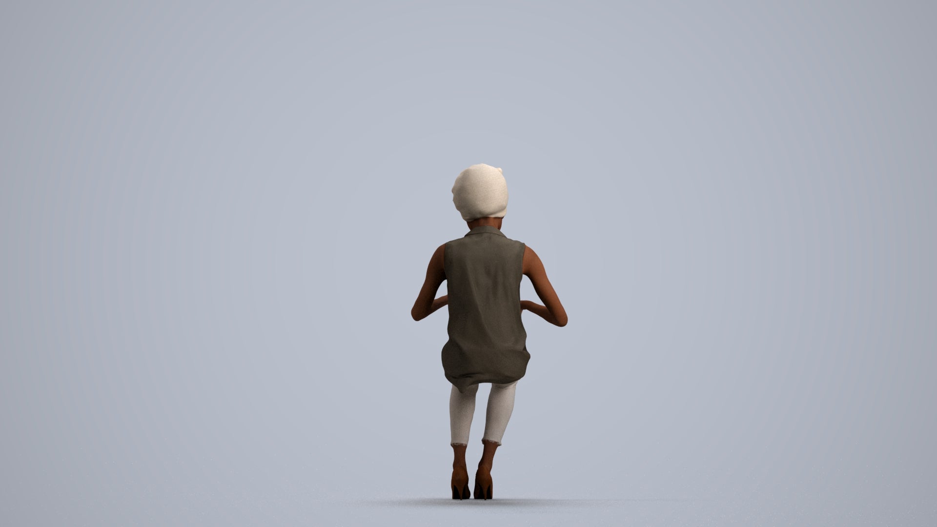 scanned 3D woman casual sitting, photogrammetry people for Enscape and V-Ray, front view render