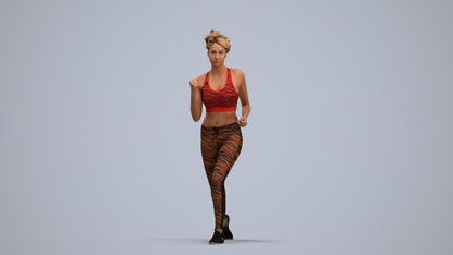 photogrammetry 3D woman sport walking, realistic human model archviz FBX, standing pose render