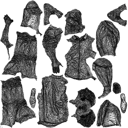 photogrammetry 3D man casual walking, realistic human model archviz FBX, wireframe top-down view