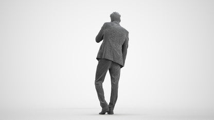 realistic 3D human man business, archviz people FBX OBJ for Blender, wireframe front view