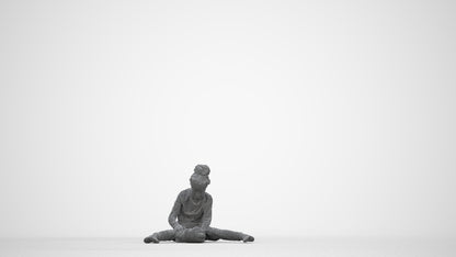 3D human model girl kids, photogrammetry scanned person for archviz, wireframe back view
