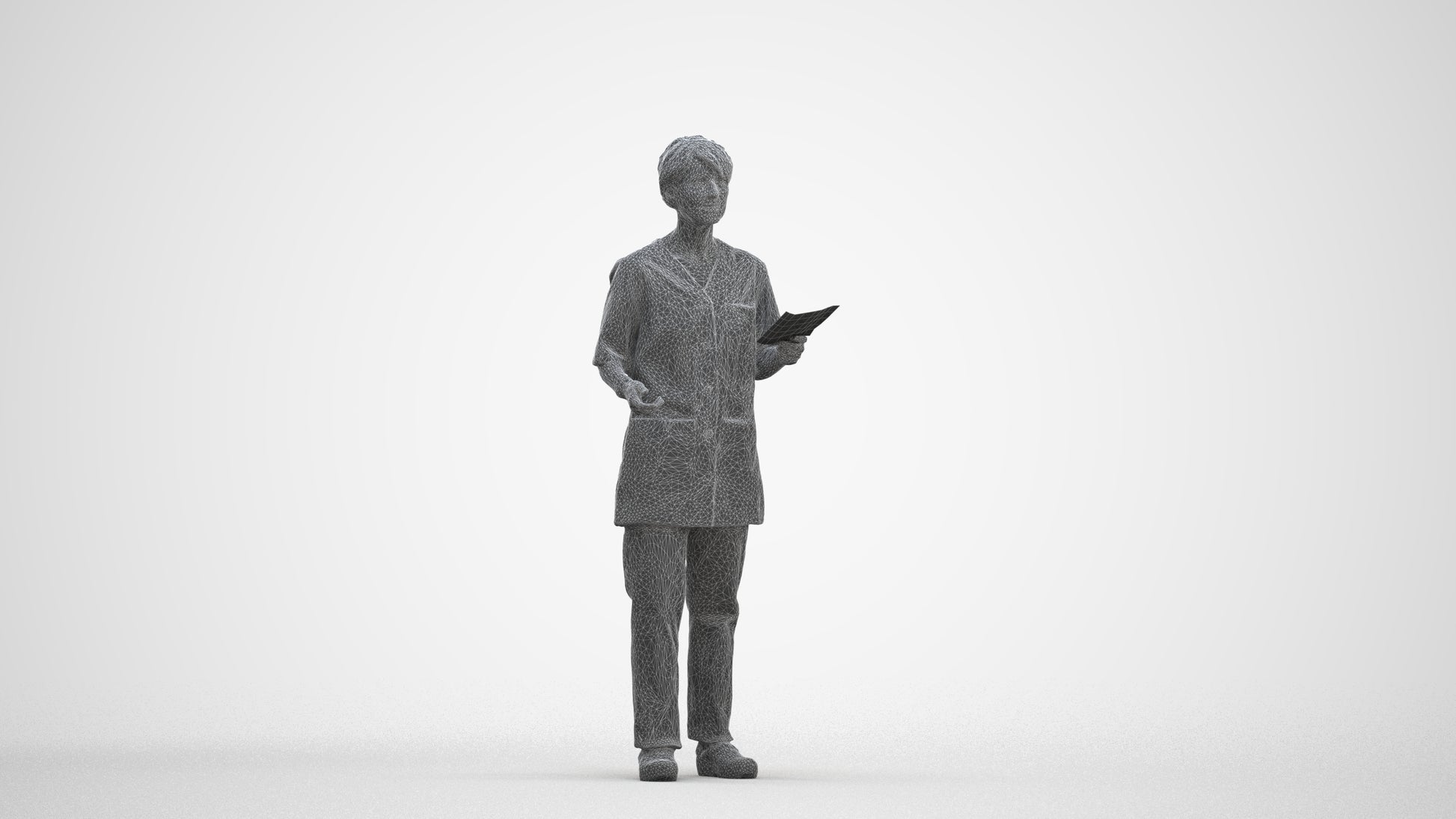 photogrammetry 3D senior woman medical, realistic human model archviz FBX, three-quarter front view render