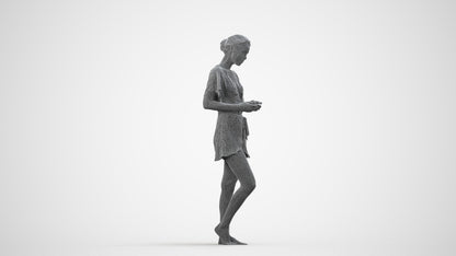 3D scanned woman bathroom, photorealistic archviz people for Enscape and SketchUp, wireframe side view