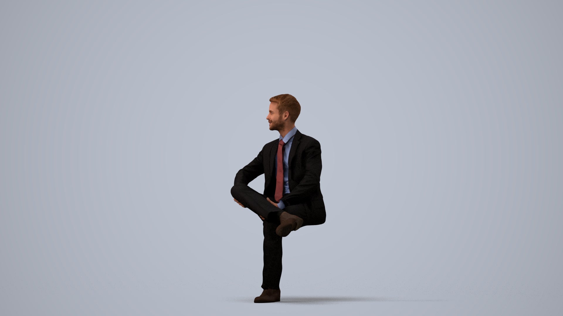 3D scanned man business, photorealistic archviz people for Enscape and SketchUp, three-quarter view render