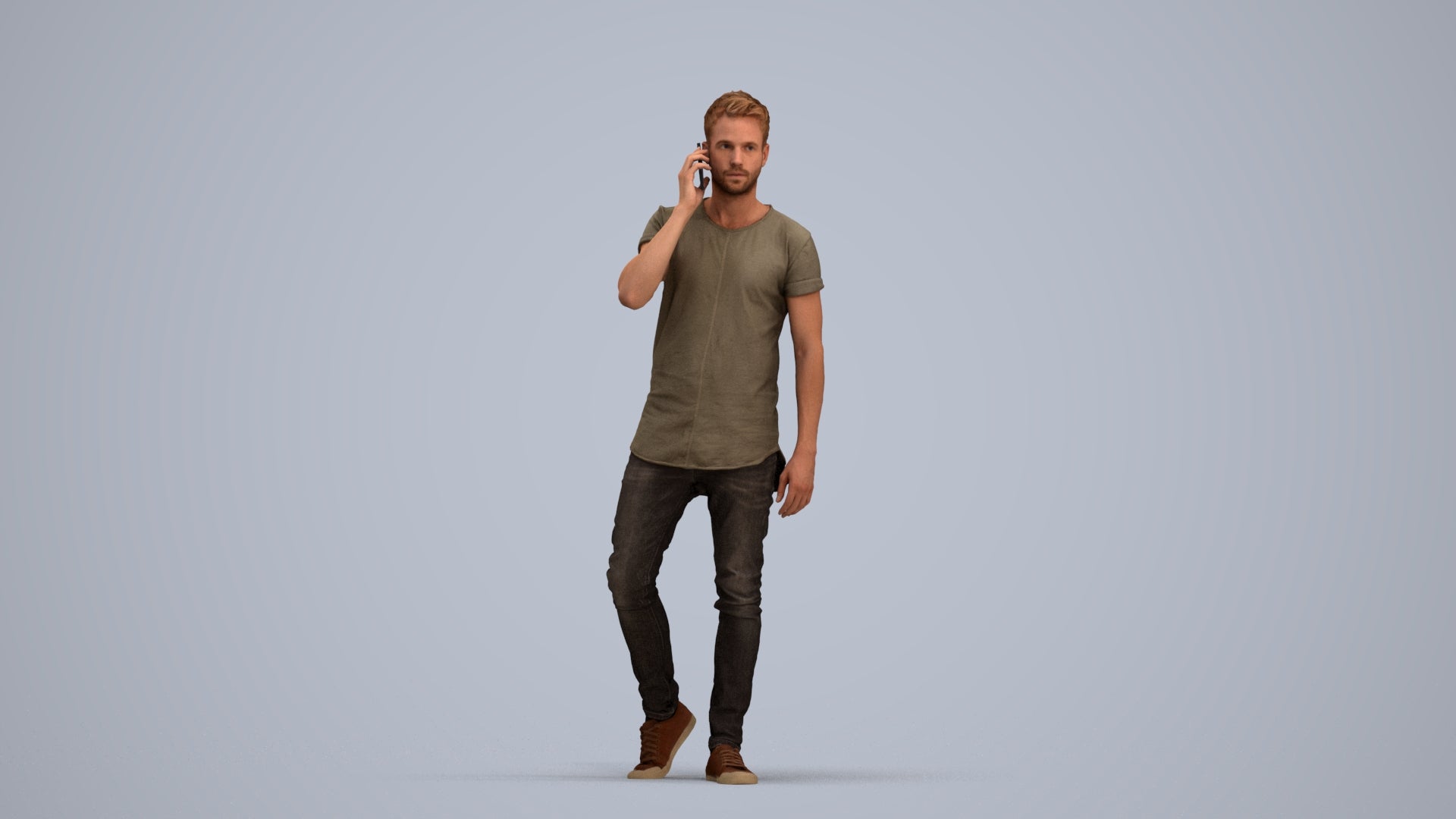 scanned 3D man casual walking, photogrammetry people for Enscape and V-Ray, standing pose render