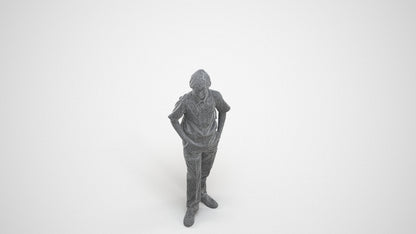 photogrammetry 3D boy kids, realistic human model archviz FBX, wireframe three-quarter view