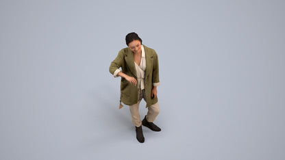 realistic 3D woman casual standing, scanned archviz people for Blender and 3ds Max, back view render