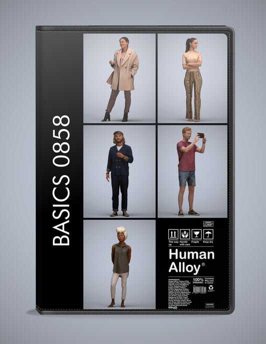 5 3D scanned people standing, photorealistic archviz pack for Enscape and SketchUp