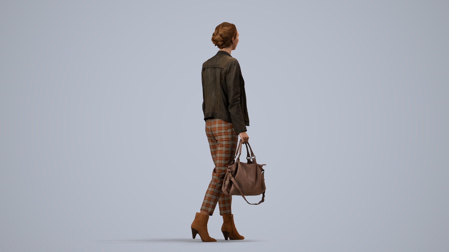realistic 3D people woman business walking, render-ready for V-Ray and Corona, FBX OBJ, side view render