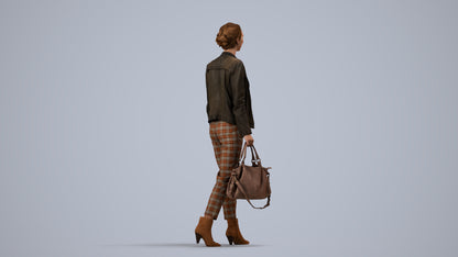 realistic 3D people woman business walking, render-ready for V-Ray and Corona, FBX OBJ, side view render