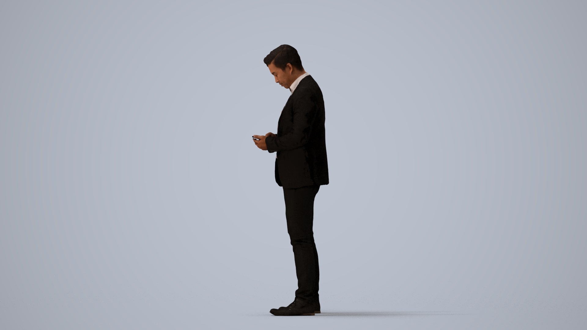 realistic 3D man business, scanned archviz people for Blender and 3ds Max, three-quarter view render