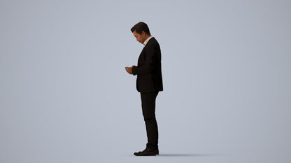realistic 3D man business, scanned archviz people for Blender and 3ds Max, three-quarter view render