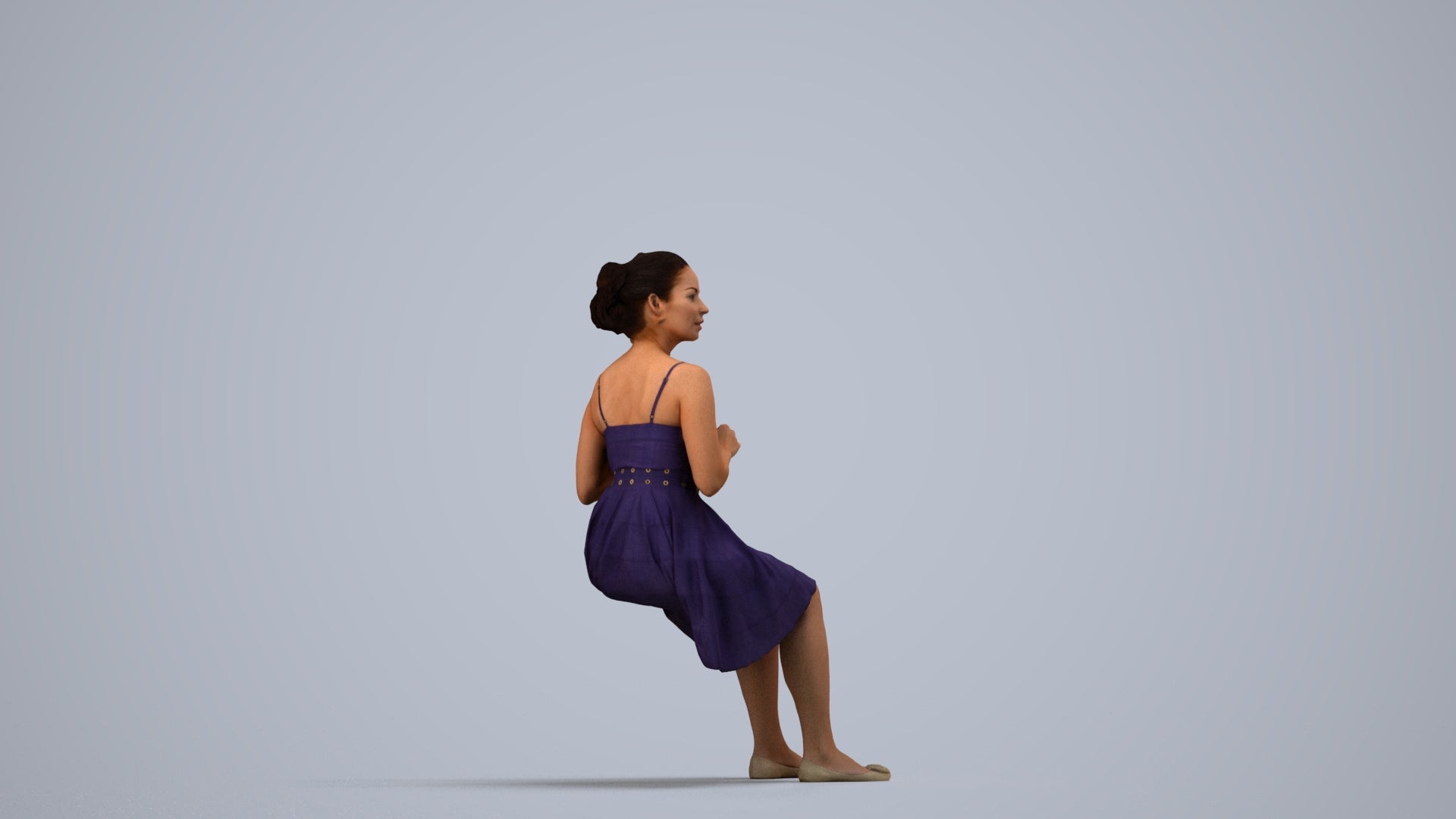 photogrammetry 3D woman formal formalaffairs, realistic human model archviz FBX, side view render