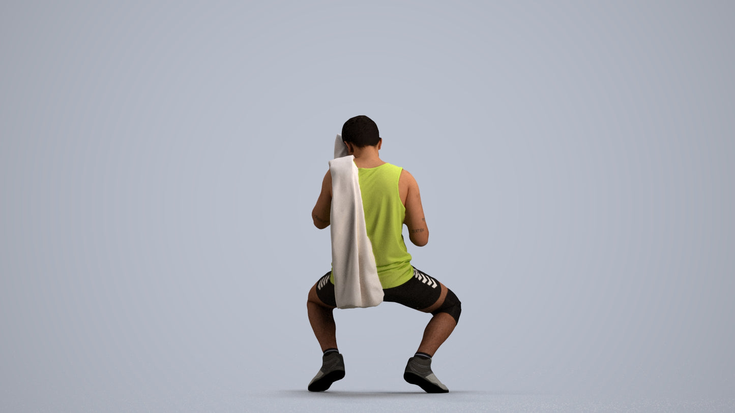 3D people model man sport, scanned human for 3ds Max rendering, front view render