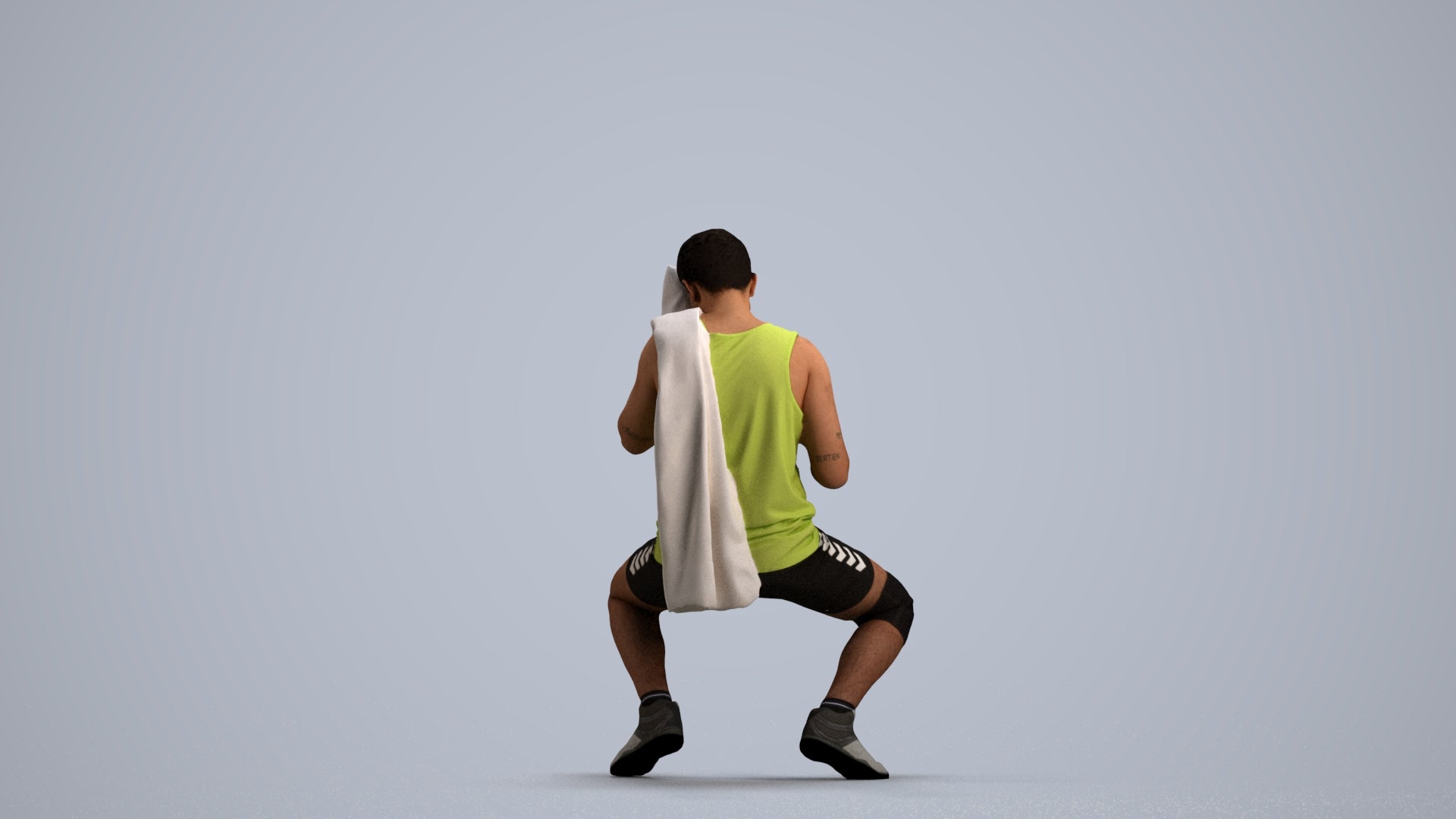 3D people model man sport, scanned human for 3ds Max rendering, front view render