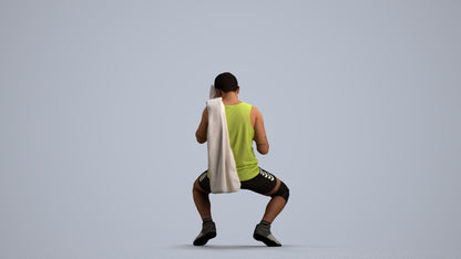 3D people model man sport, scanned human for 3ds Max rendering, front view render