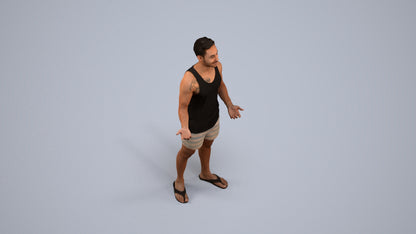 realistic 3D human man casual standing, archviz people FBX OBJ for Blender, back view render