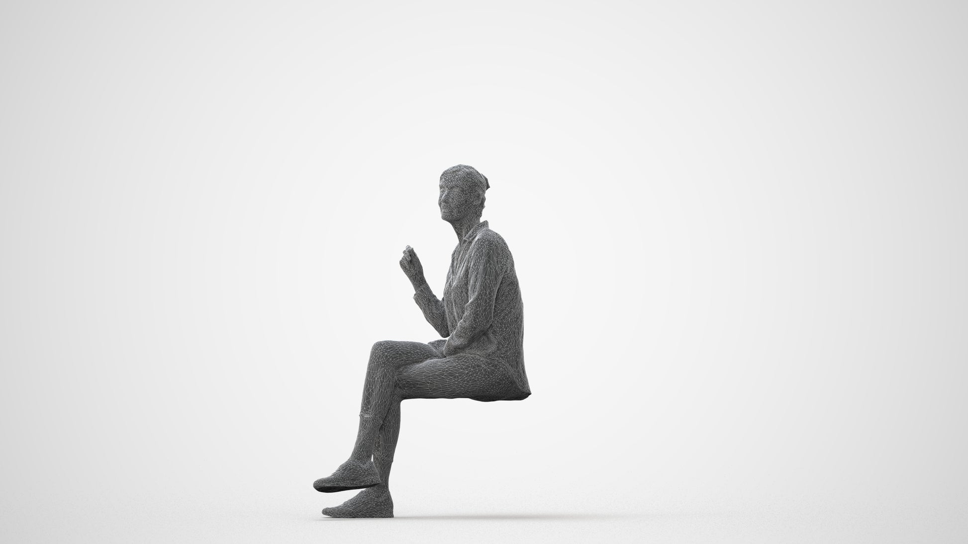 realistic 3D human senior woman casual sitting, archviz people FBX OBJ for Blender, square thumbnail