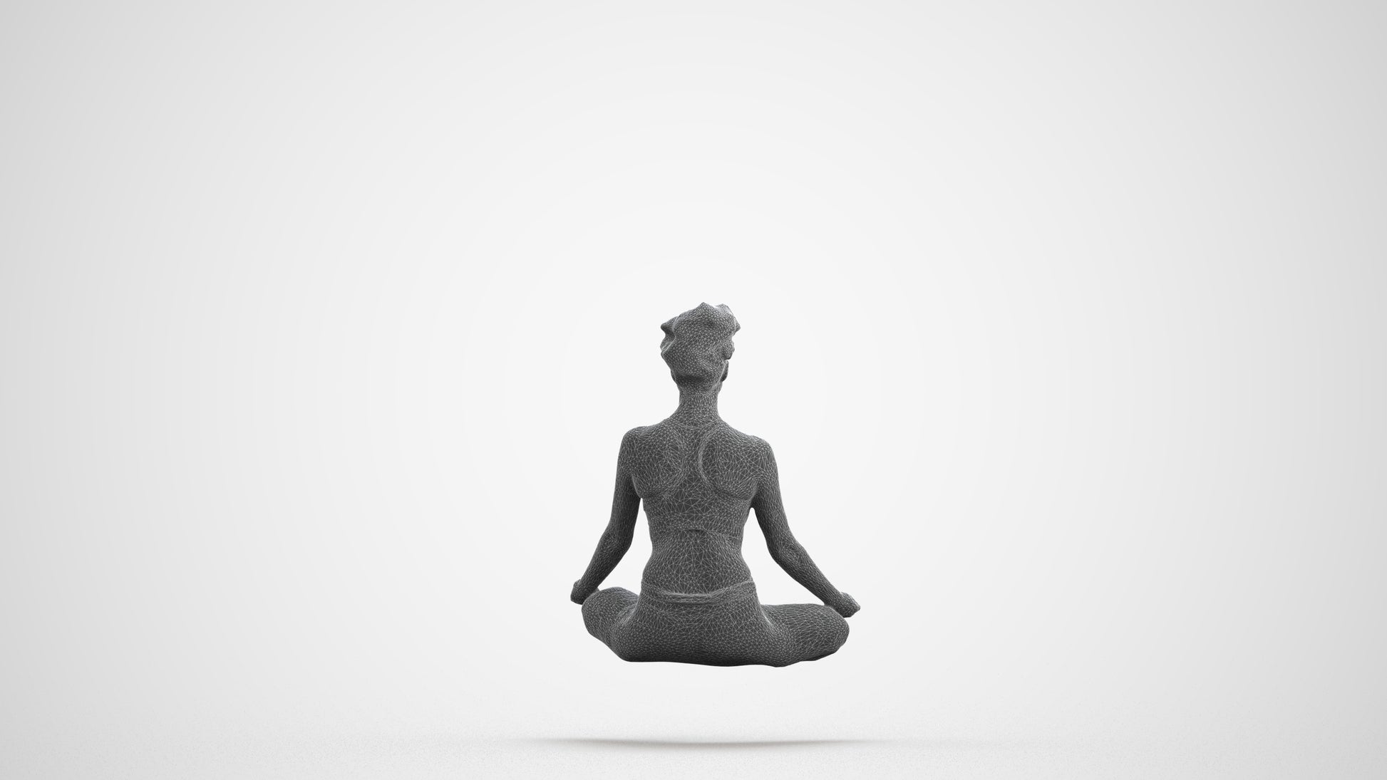 3D human model woman sport, photogrammetry scanned person for archviz, wireframe front view
