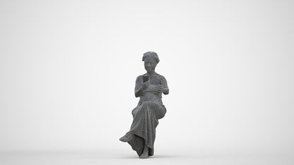 realistic 3D human woman casual sitting, archviz people FBX OBJ for Blender, three-quarter front view render