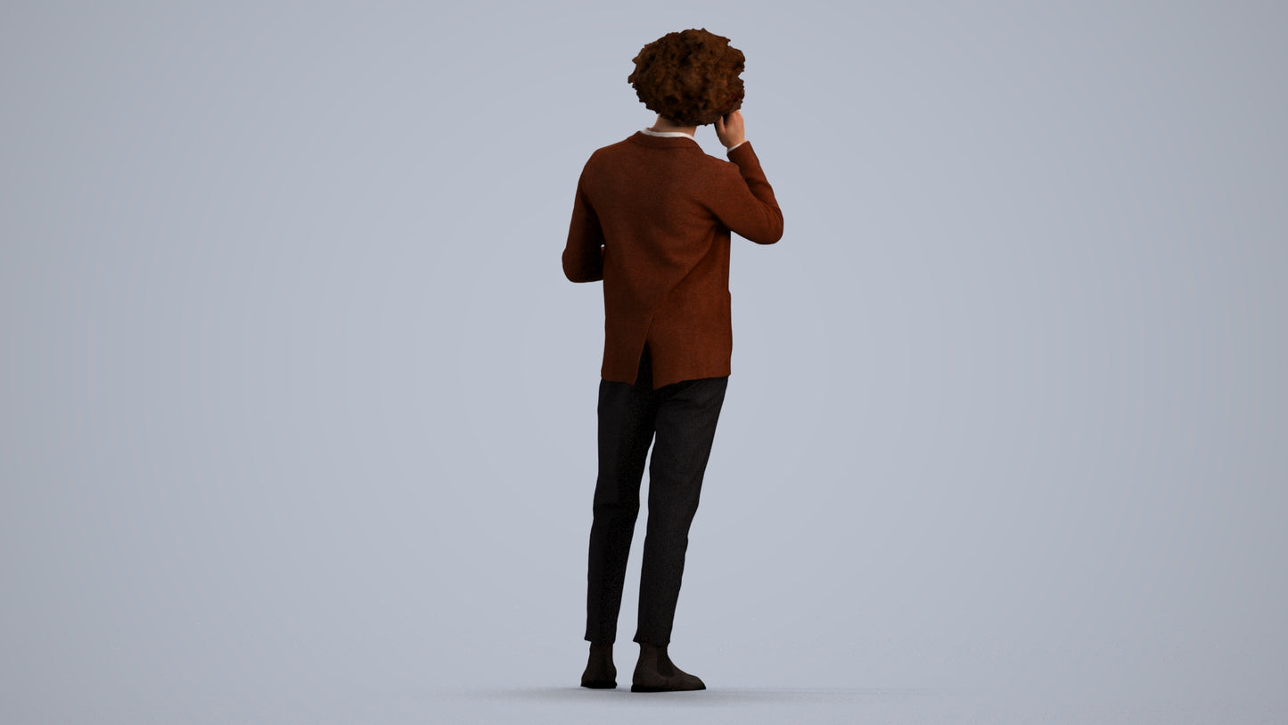 3D people model man business standing, scanned human for 3ds Max rendering, front view render