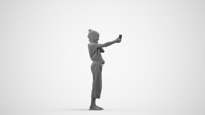 3D people model girl kids, scanned human for 3ds Max rendering, wireframe side view