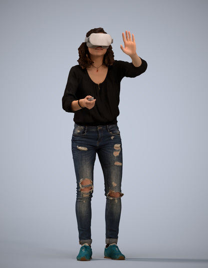 realistic 3D human woman casual standing, archviz people FBX OBJ for Blender