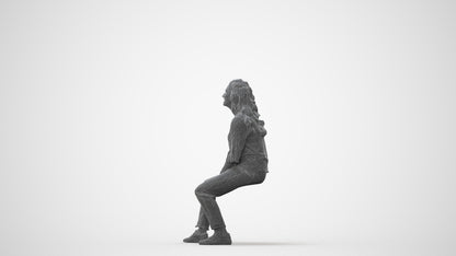 3D people model woman casual sitting, scanned human for 3ds Max rendering, square thumbnail