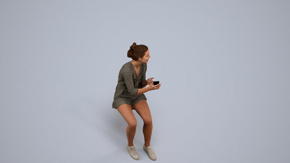 3D scanned girl kids casual, photorealistic archviz people for Enscape and SketchUp, back view render