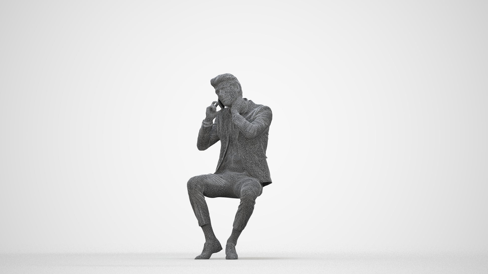 realistic 3D human man business, archviz people FBX OBJ for Blender, wireframe back view