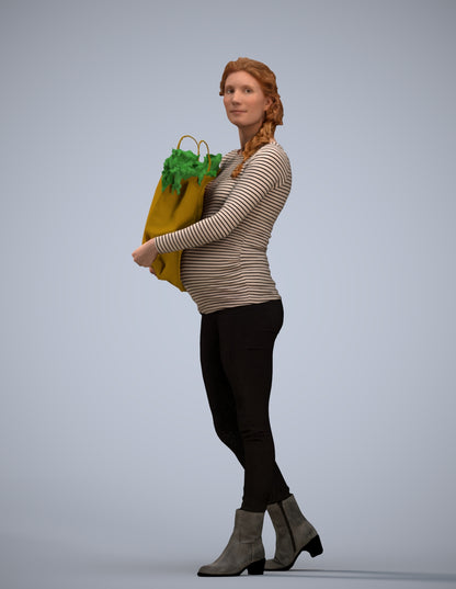 3D people model woman casual walking, scanned human for 3ds Max rendering