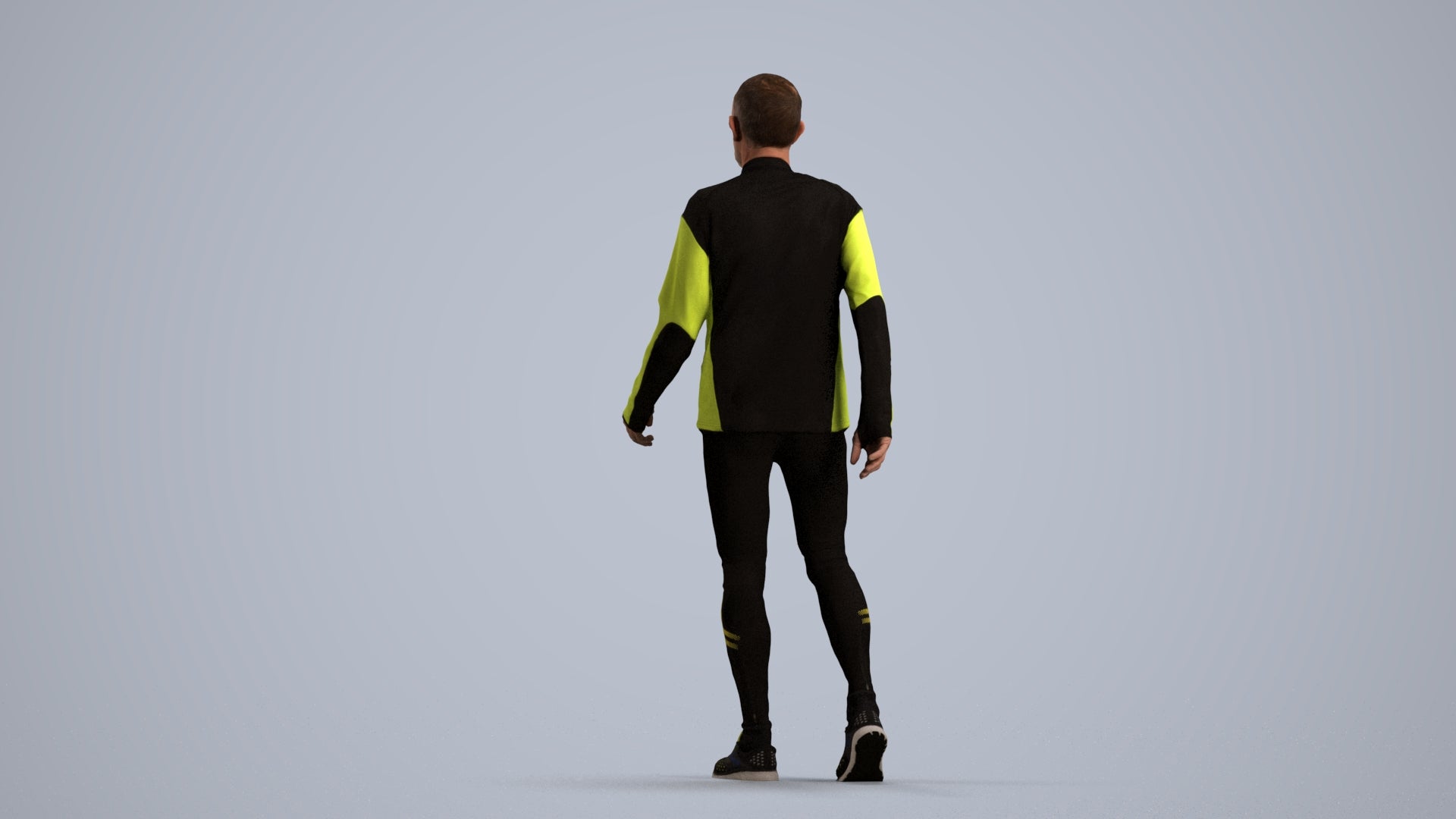 3D people model senior man sport, scanned human for 3ds Max rendering, front view render
