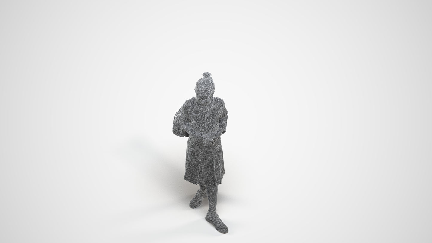 scanned 3D girl kids, photogrammetry people for Enscape and V-Ray, wireframe three-quarter view