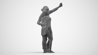 scanned 3D woman casual standing, photogrammetry people for Enscape and V-Ray, wireframe side view