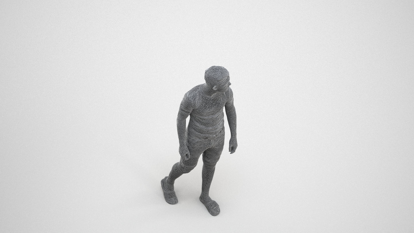 scanned 3D boy casual kids, photogrammetry people for Enscape and V-Ray, wireframe three-quarter view
