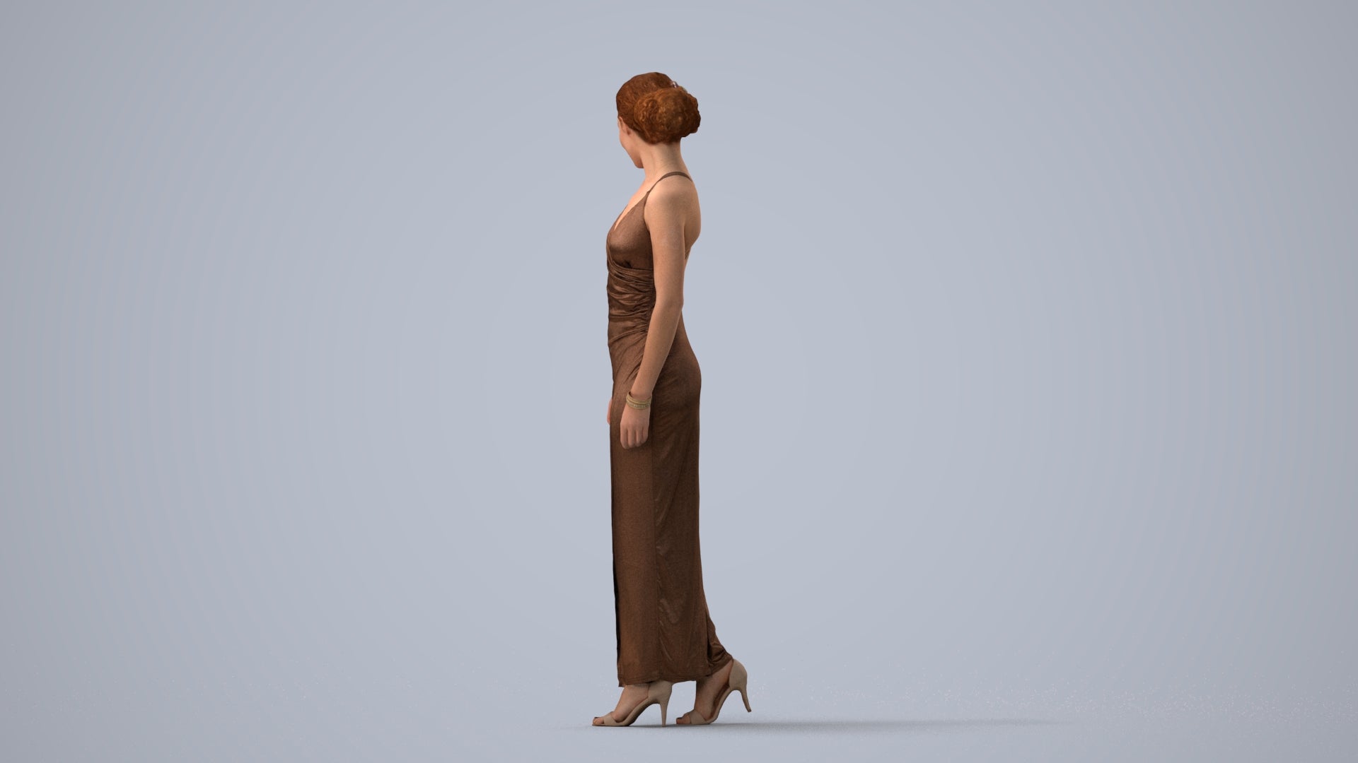 realistic 3D people woman formal formalaffairs, render-ready for V-Ray and Corona, FBX OBJ, three-quarter view render