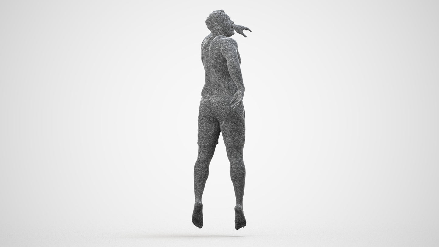 realistic 3D people man sport pool, render-ready for V-Ray and Corona, FBX OBJ, wireframe side view