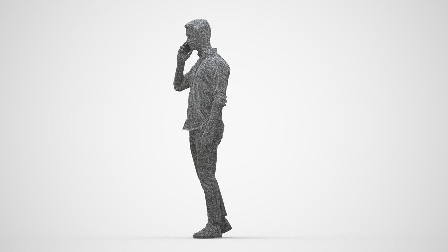 realistic 3D people man casual walking, render-ready for V-Ray and Corona, FBX OBJ, wireframe back view