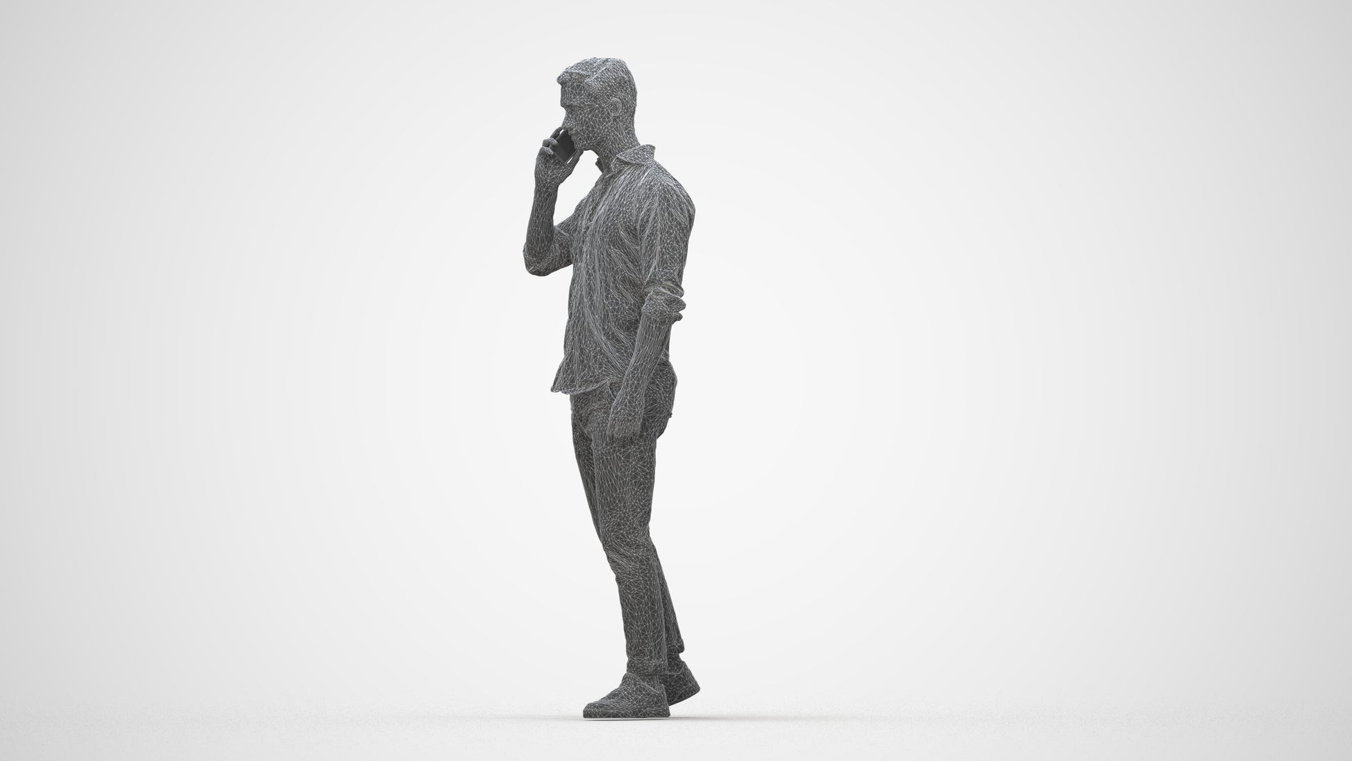realistic 3D people man casual walking, render-ready for V-Ray and Corona, FBX OBJ, wireframe back view