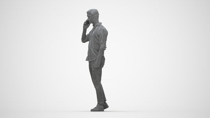 realistic 3D people man casual walking, render-ready for V-Ray and Corona, FBX OBJ, wireframe back view