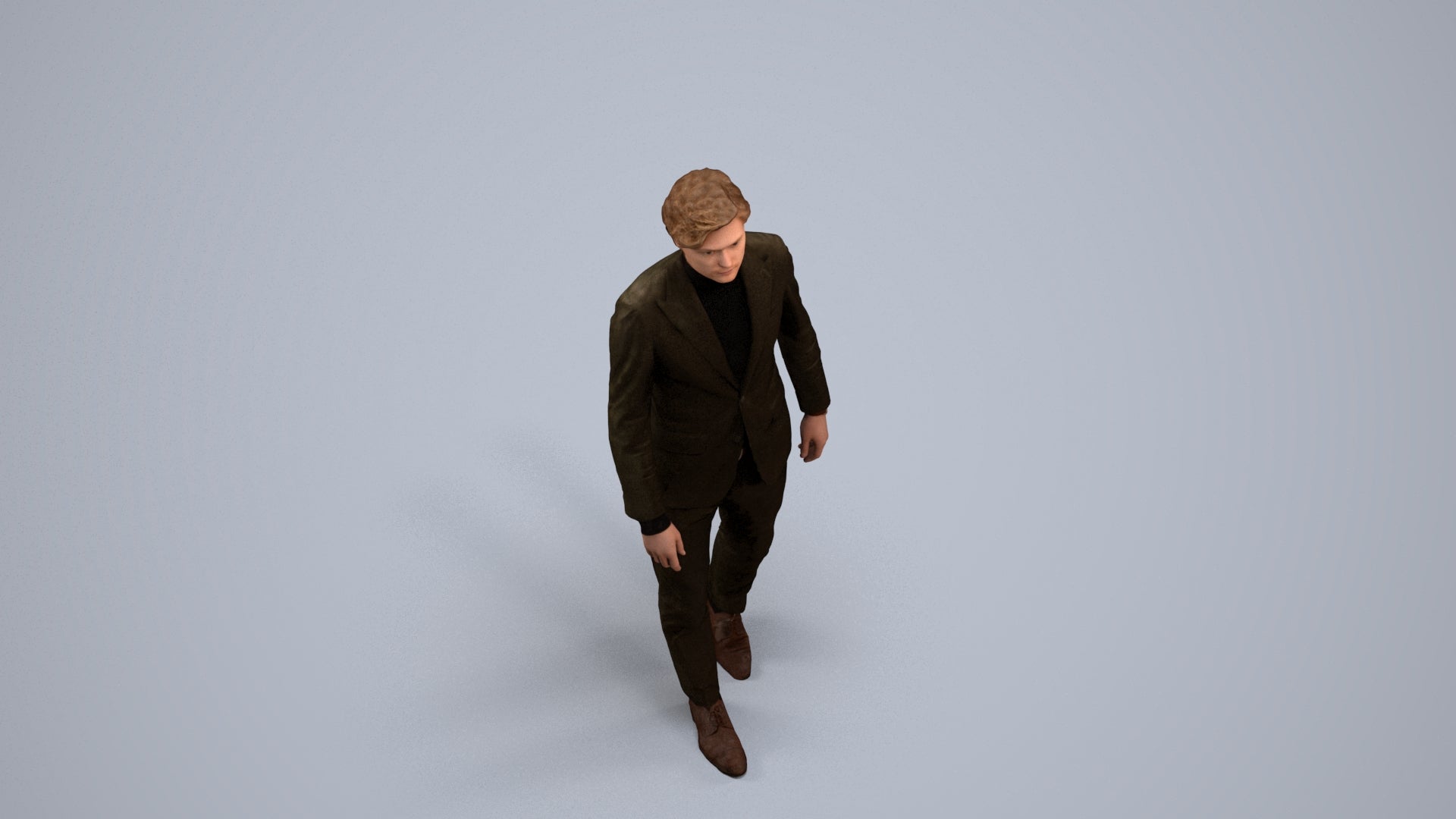 3D people model man business, scanned human for 3ds Max rendering, back view render