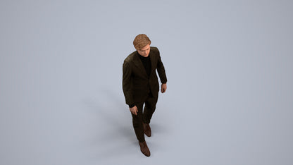 3D people model man business, scanned human for 3ds Max rendering, back view render