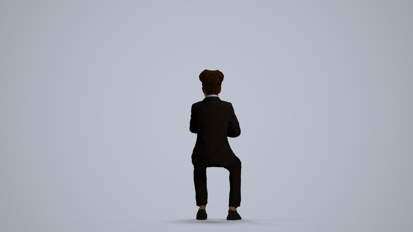 3D people model boy kids, scanned human for 3ds Max rendering, front view render