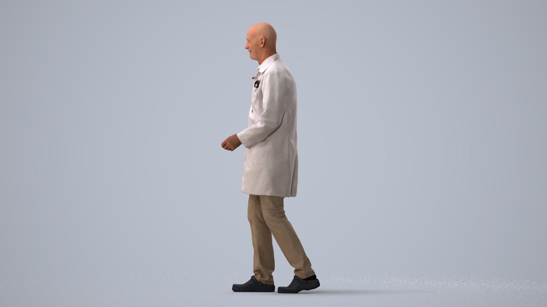 realistic 3D senior man medical, scanned archviz people for Blender and 3ds Max, three-quarter view render