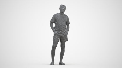 realistic 3D people man casual standing, render-ready for V-Ray and Corona, FBX OBJ, three-quarter front view render