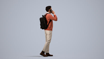 scanned 3D man casual walking, photogrammetry people for Enscape and V-Ray, side view render