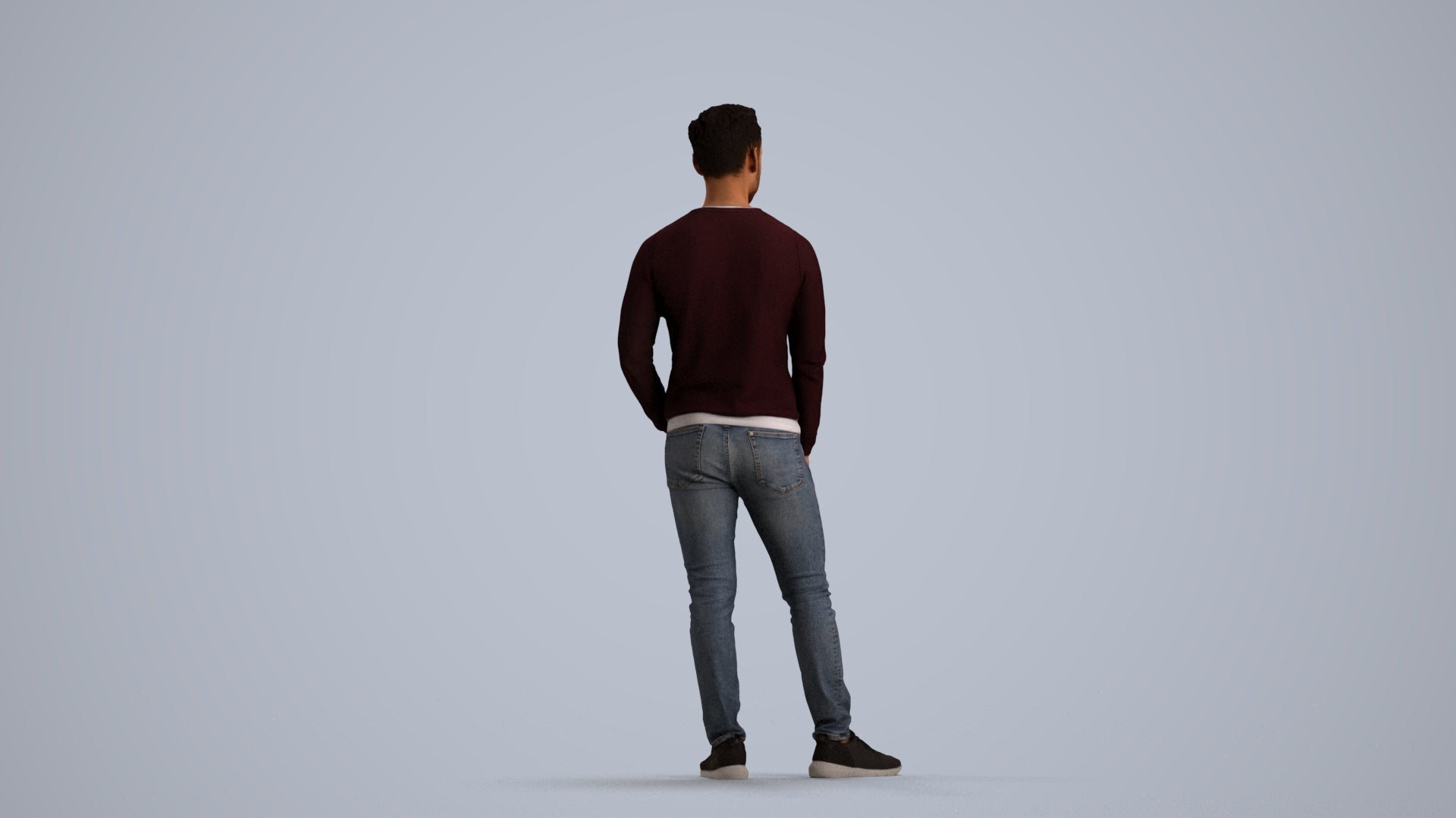 3D people model man casual standing, scanned human for 3ds Max rendering, front view render