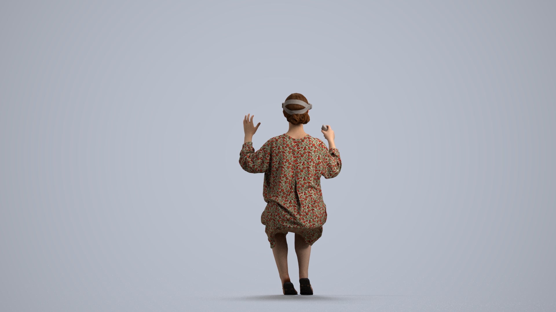 realistic 3D girl casual kids, scanned archviz people for Blender and 3ds Max, front view render