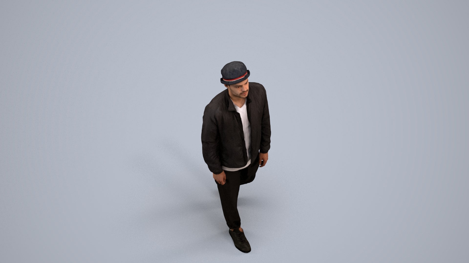 scanned 3D man casual walking, photogrammetry people for Enscape and V-Ray, back view render
